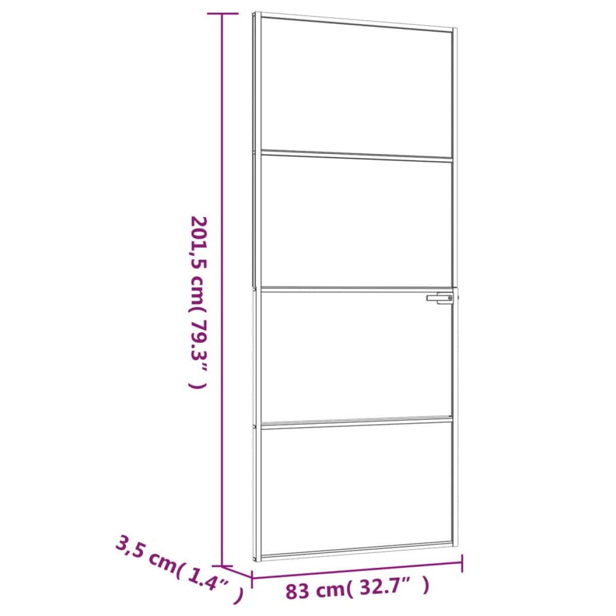 vidaXL Εσωτερική Πόρτα 83x201,5 εκ. Ψημένο Γυαλί και  Λεπτό Αλουμίνιο